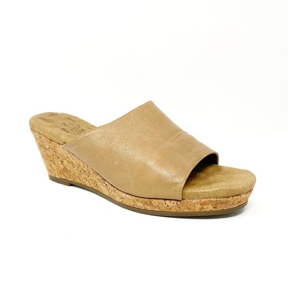 Walking Cradles Elites Leather Cork Wedge Slide Sandals. Tan. Size 7.5 - Picture 1 of 14